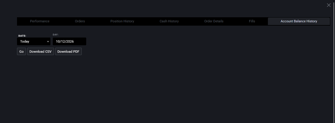 Tradovate Reports modal showing the Client Statements option