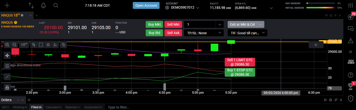 Tradovate login screen shown after logging out to refresh the activated TradingView add-on